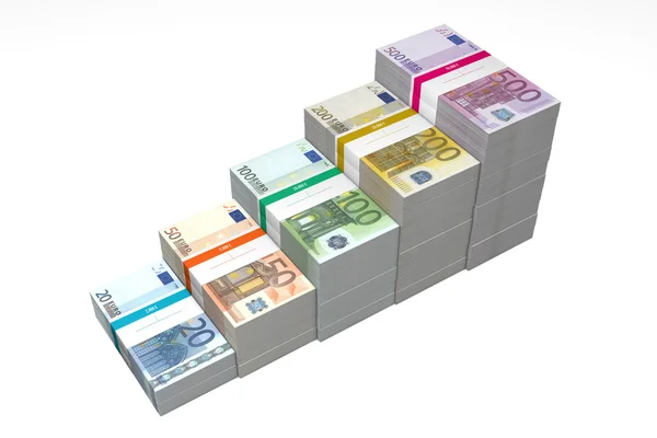 Euro Banknotes Ramp 20 - 500 - Higher Steps — Stock Photo, Image