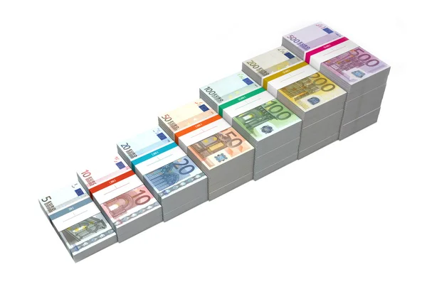 Rampa de notas de euro 5 - 500 — Fotografia de Stock