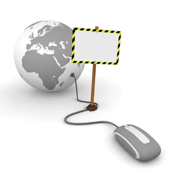 Navegando na Web em Cinza - Bloqueado por um sinal retangular branco wi — Fotografia de Stock