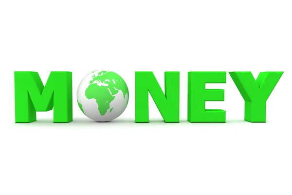 Pengar världen grön — Stockfoto
