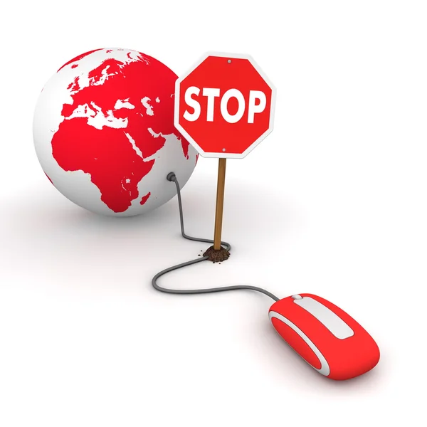 Surfing the Web in Red - Blocked by a Stop sign — Stock Photo, Image
