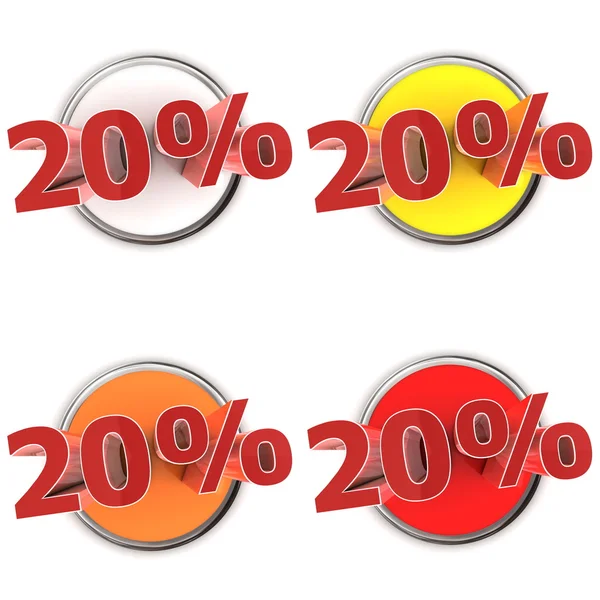 Discount Buttons - 20% — Zdjęcie stockowe