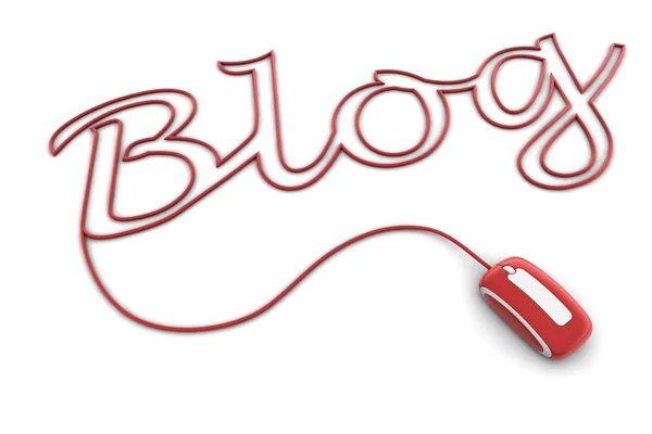 Przeglądaj blog błyszczący czerwony kabel — Zdjęcie stockowe