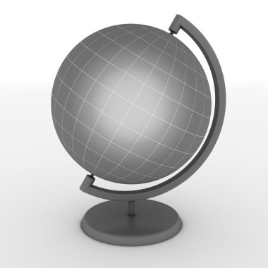 Grey School Globe with Meridians and Parallels clipart