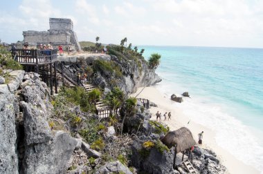 Beach near ruins of Tulum clipart