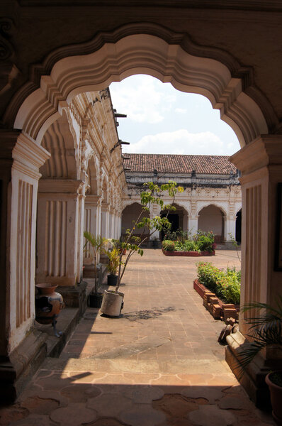 Arch and inner yard of palace in Antigua Guatemala