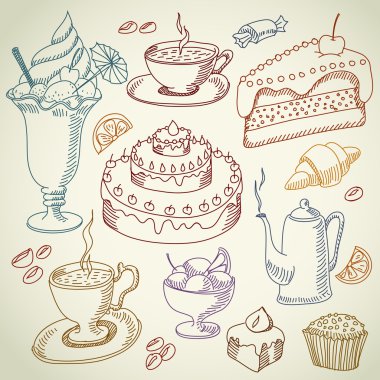 Coffee and dessert clipart