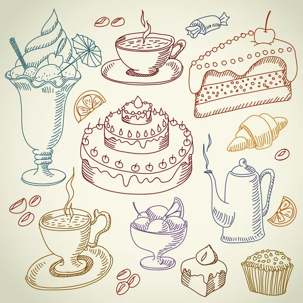 咖啡和甜点 — 图库矢量图片