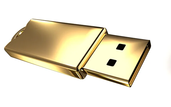 Gold USB flash drive — Stock Photo, Image