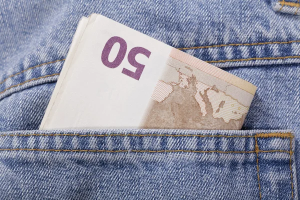 Euros no seu bolso — Fotografia de Stock