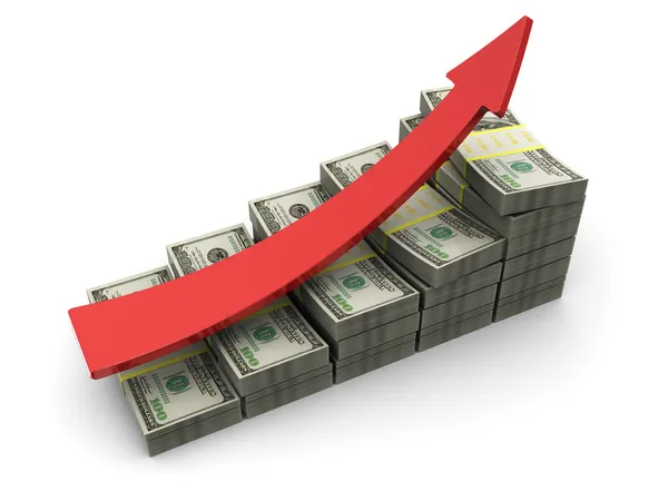 Dinheiro crescente gráficos — Fotografia de Stock