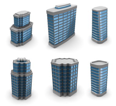 City buildings set clipart