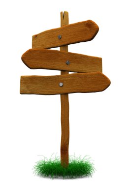 Wooden deirection sign clipart