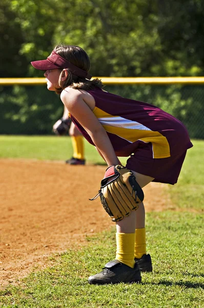 Unga softball-spelare — Stockfoto