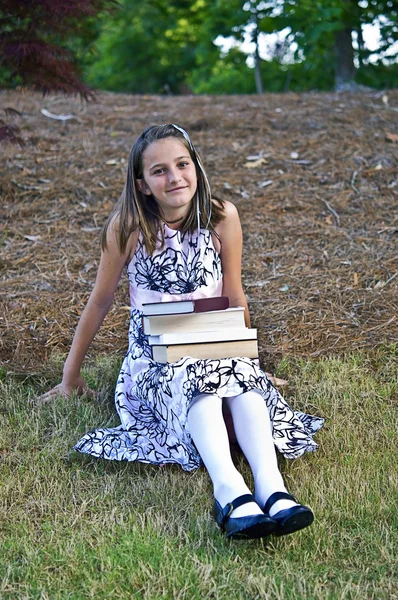 Young Girl with Books — Stock Photo, Image