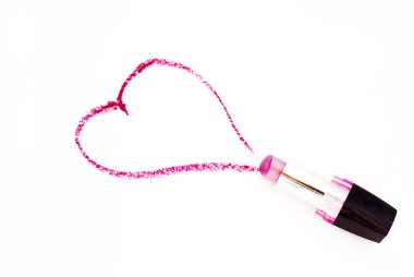 Lipstik and heart at white background clipart