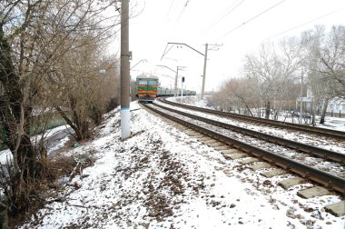 Kış Elektrikli tren-Moskova