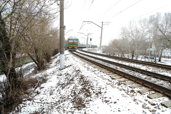 冬のモスクワの電気鉄道 — ストック写真
