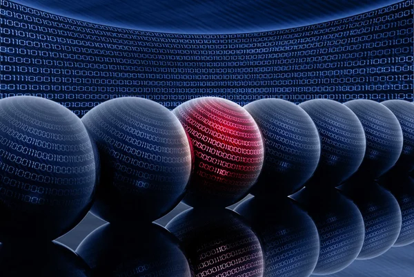 3D koule binární kód — Stock fotografie
