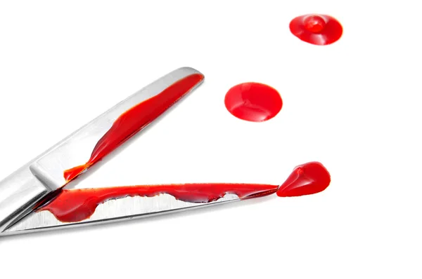 Krvavý nůžky — Stock fotografie