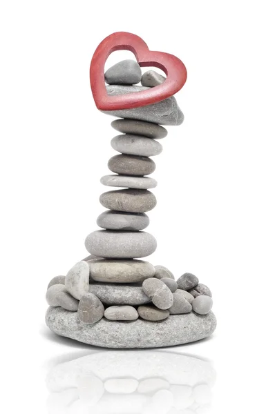 Zen kő és a fa szív — Stock Fotó
