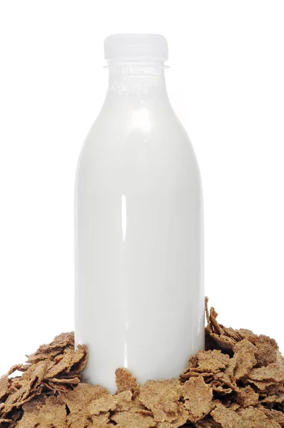 Milk and fiber flakes — Stock Photo, Image