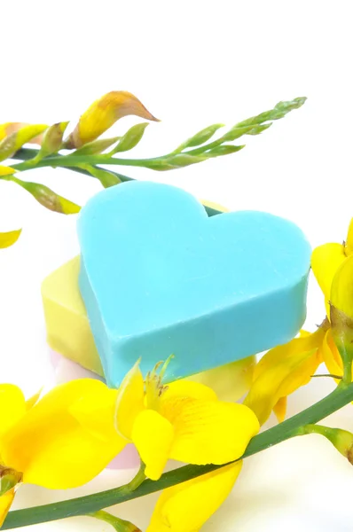 Heart-shaped bath soaps — Stock Photo, Image