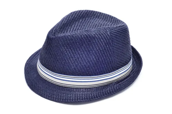 Blauwe stro hoed — Stockfoto