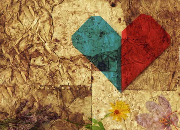 Hjärtat och blommor bakgrund — Stockfoto