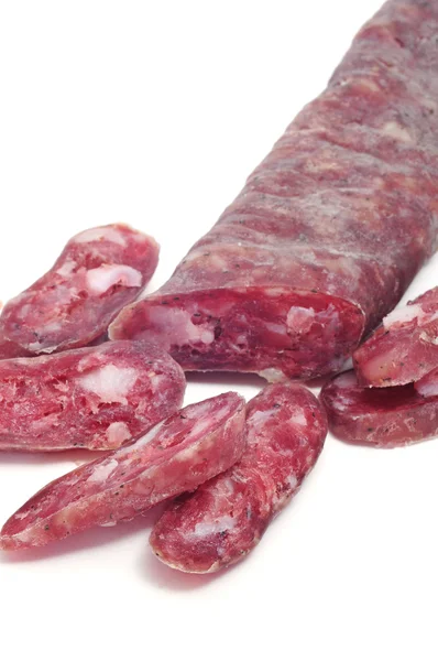 Fuet, salami hiszpańskie — Zdjęcie stockowe