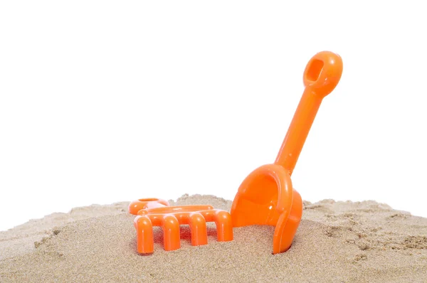 Beach shovel and rake — Stock Photo, Image