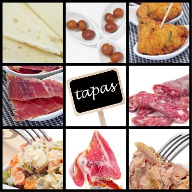 Spanish tapas collage clipart