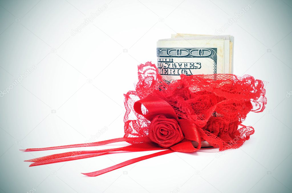 Red garter and money