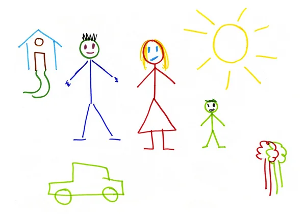 Bir ailenin çizim — Stok fotoğraf