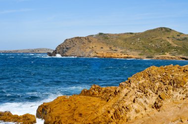 Görünüm binimela Beach menorca, Balear Adaları, İspanya