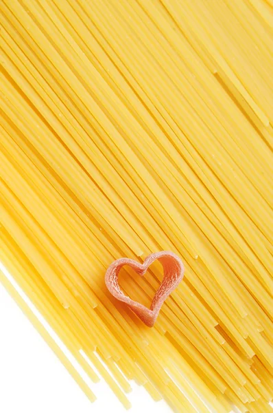 調理スパゲティと心 — ストック写真