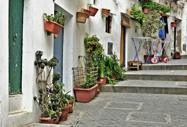 西班牙巴利阿里群岛的伊维萨岛镇旧的一条街 — 图库照片