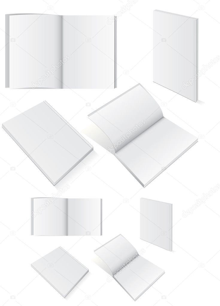 Illustration set of books with softcover.