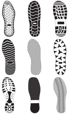 Vector illustration set of footprints. clipart