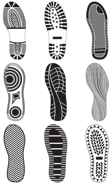Vektor illustration uppsättning fotspår. — Stock vektor