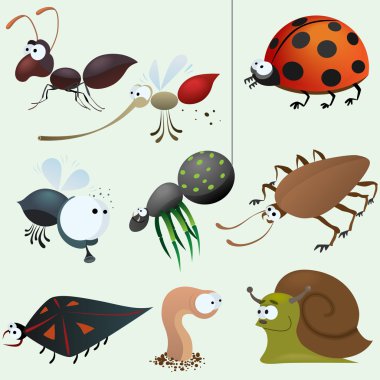 Funny insect set clipart