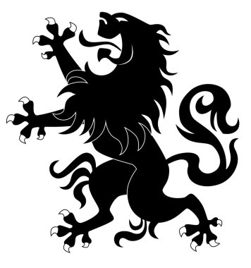 Silhouette of standing heraldic lion clipart