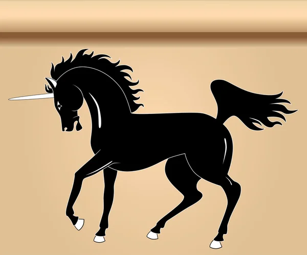 Black heraldic unicorn - Stok Vektor
