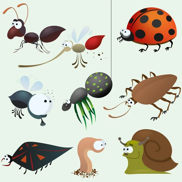 Funny insect set — Stock Vector
