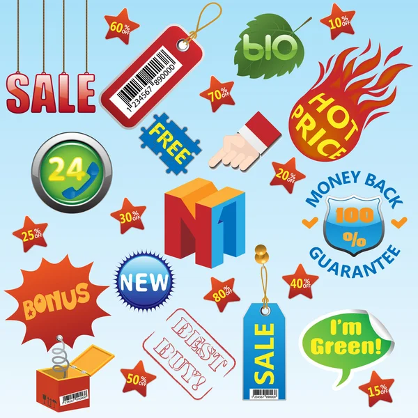 Set di elementi di vendita — Vettoriale Stock