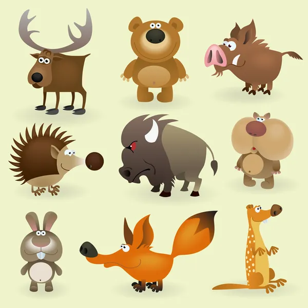 Wild animals set #2 (Forest) — Stock Vector