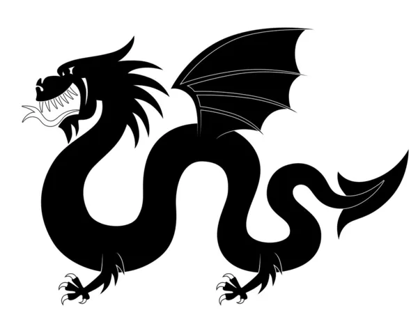 Silueta de dragón heráldico — Vector de stock