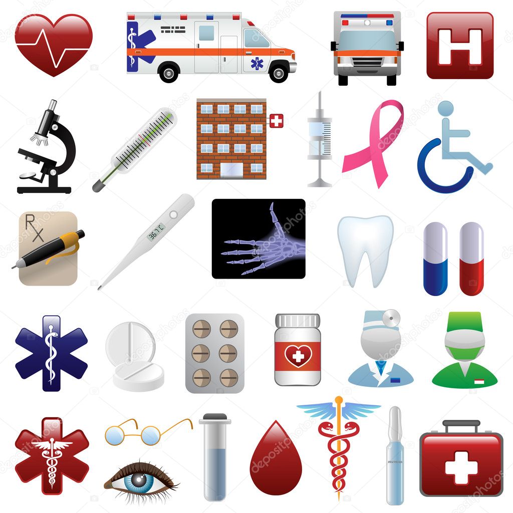 Medical and hospital icons set