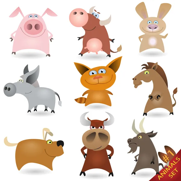 Cartoon animals set #1 — Stock Vector