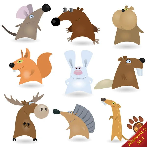 Conjunto de animales de dibujos animados # 2 — Vector de stock